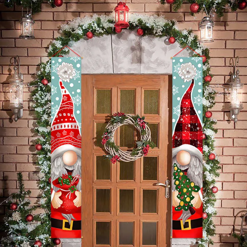 Dekoracje świąteczne wesoły baner drzwi wiszący ozdoby Święty Mikołaj Claus renifer home navidad szczęśliwy nowy rok