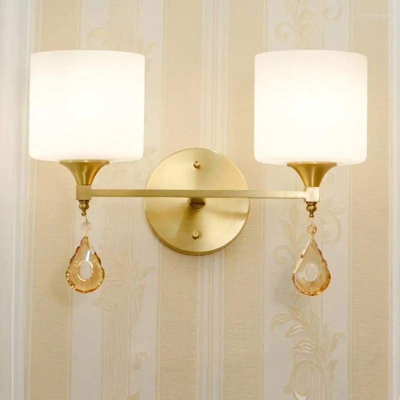 Wandlampen Jmzm Kupferlampe Schlafzimmer Nachttisch Aisle Doppelkopf Einzel-LED-Badezimmerleuchte Wohnzimmerleuchten