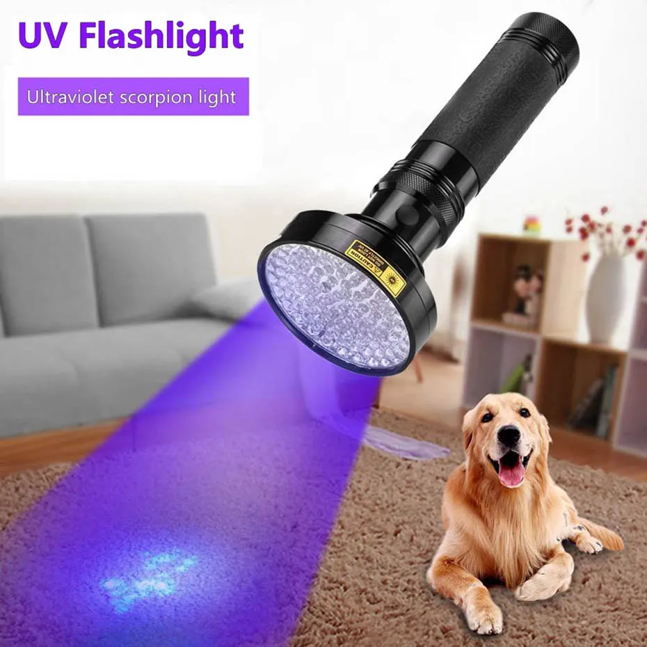 18 w 100 LED LASHLIGHT UV Pochodnia 395 Nm Ultraviolet Scorpions Pet Pet Mocz Wykrywanie LED Light AA Bateria