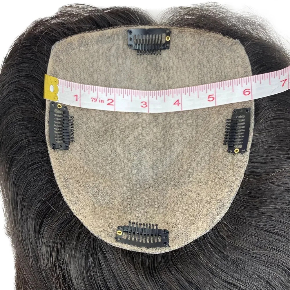 Echthaar-Topper Clip-in, 7x10 Cm, Mit Pony – Dunkelbraun, 40 Cm Länge | Haaraufsatz Für Mehr Volumen
