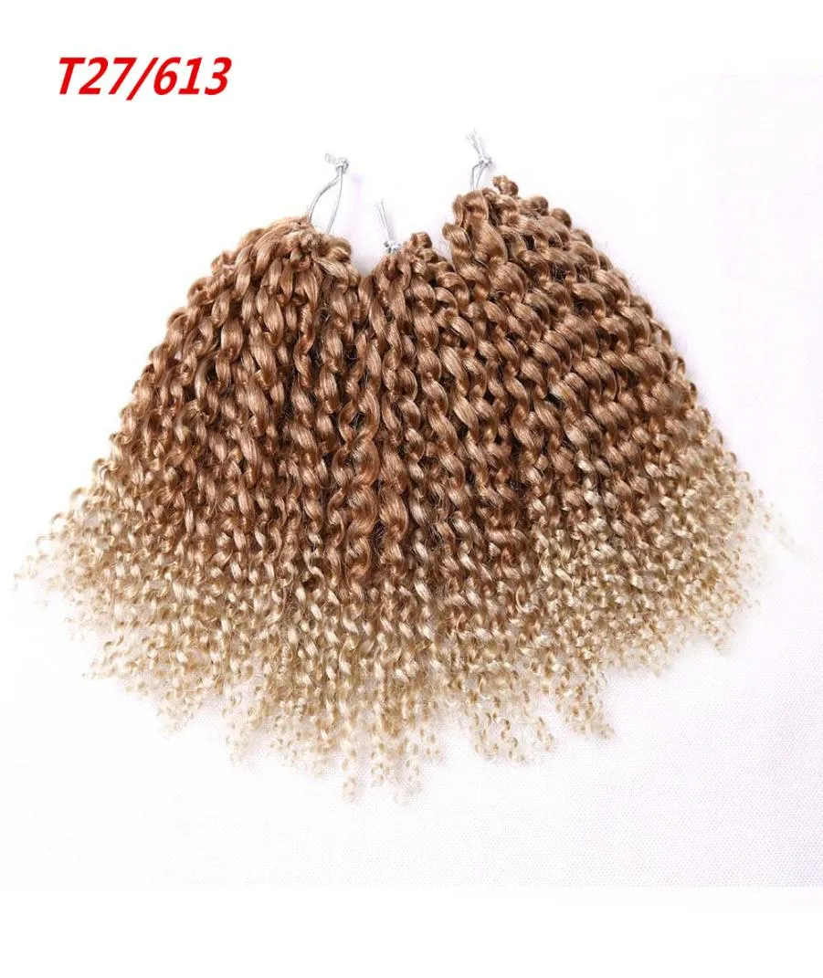 8Inch 3PCSSet Marly Braid Synthetiskt flätande hår med ombre lila rosa och blond malibob -Crochet Hair Extensions8927256