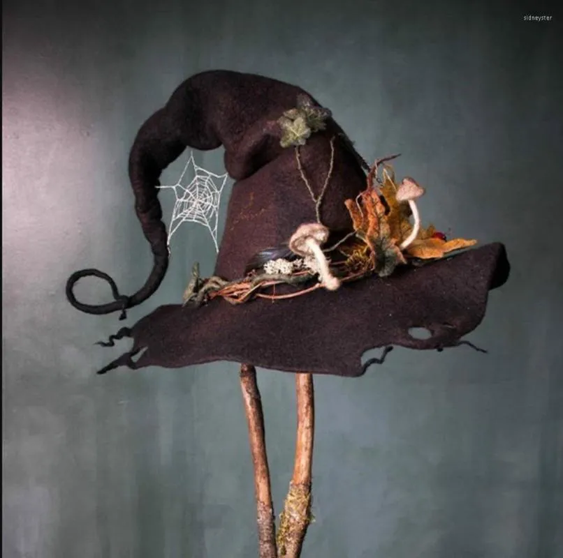 Bérets fantastique mode feutre chapeaux de sorcière Halloween fête adulte chapeau à pointe automne Cosplay vêtements accessoires assistant pour