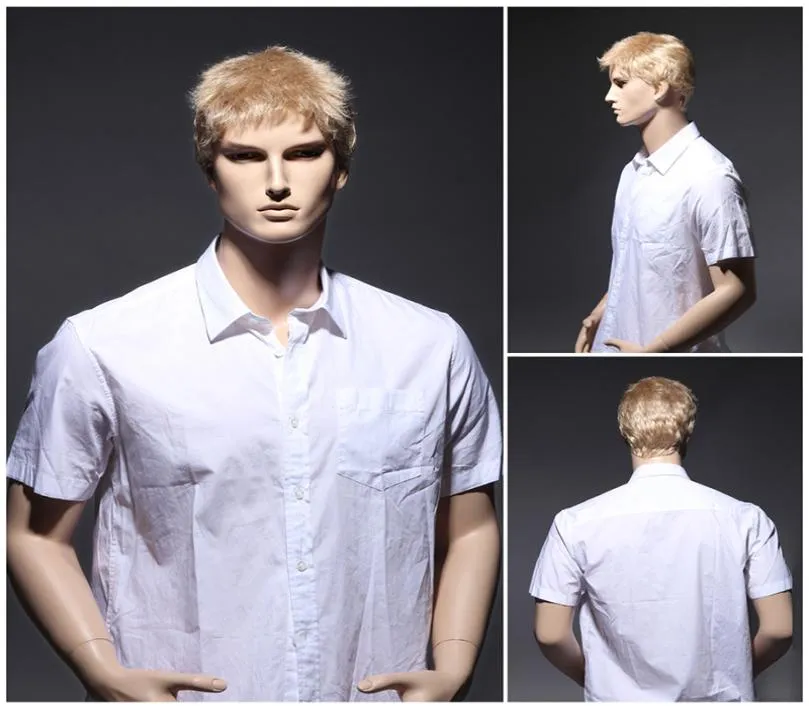 Men039s peruki blond krótka peruka dla mężczyzn Japońskie Ka Fibre proste toupe odporne na ciepło naturalne włosy3788512