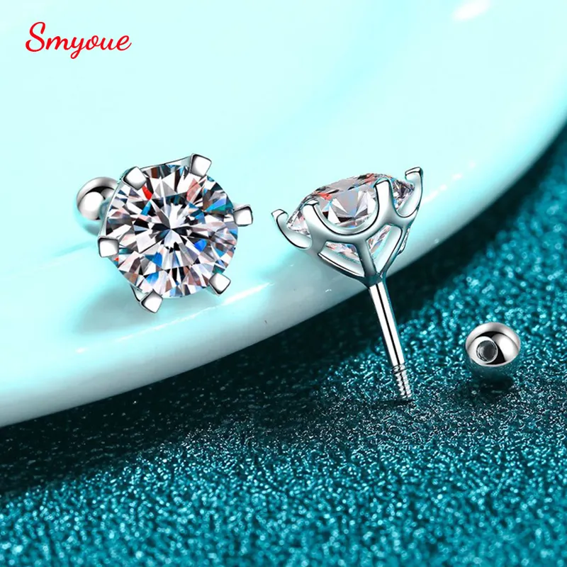 Stud Smyoue D Color 10CT 65mm 100% Small Earrings for Women 925 Silver Jewelry Gift Simulated Diamond Ear s 221119