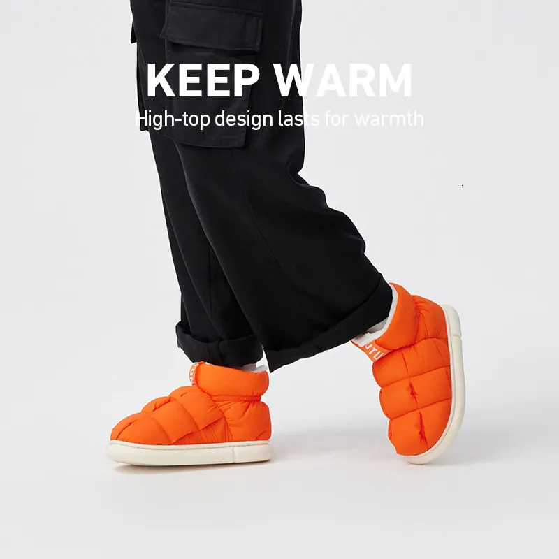 Boots UTUNE High Top Women Ankle Slippers For Home Warm Plush Mens House Flats Antislip Platform Outside Splashproof Snow 221123