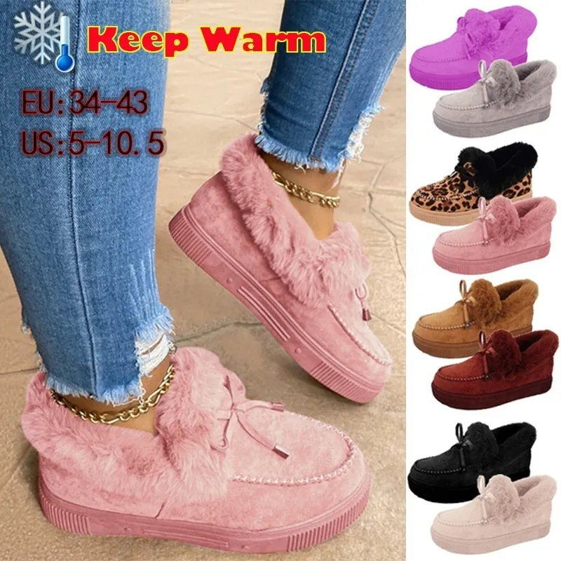 Boots Women Winter Ankle Suede Leather Snow Plush Natural Fur Warm Slipon Ladies Shoes Flats Plus Size 3643 221123