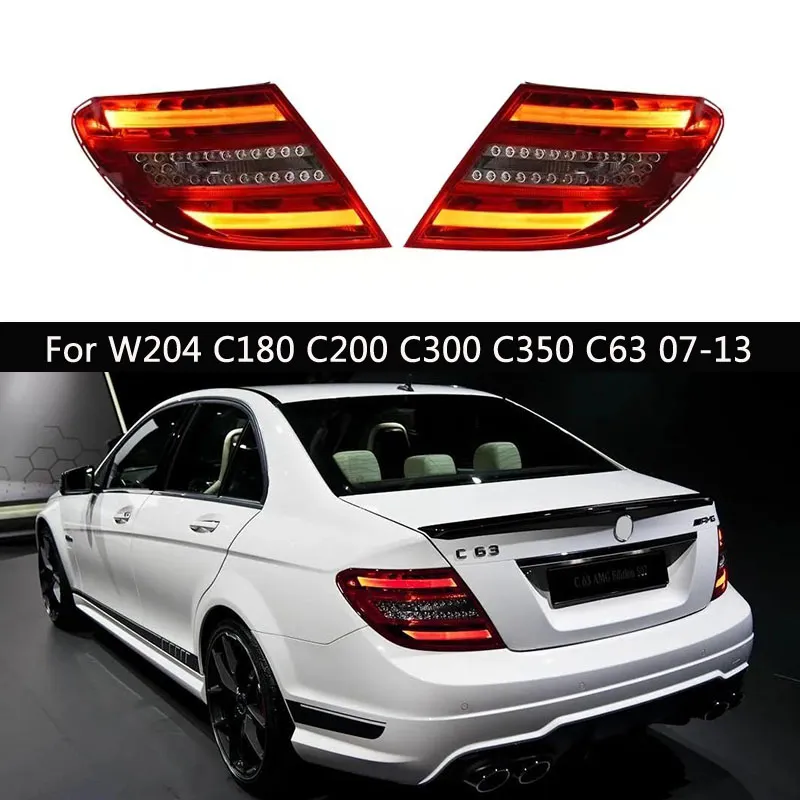 Benz W204 C180 C200 C300 C350 C63 07-13 LED 테일 램프 조명 액세서리 용 자동차 미등 어셈블리 동적 스 트리머 회전 신호