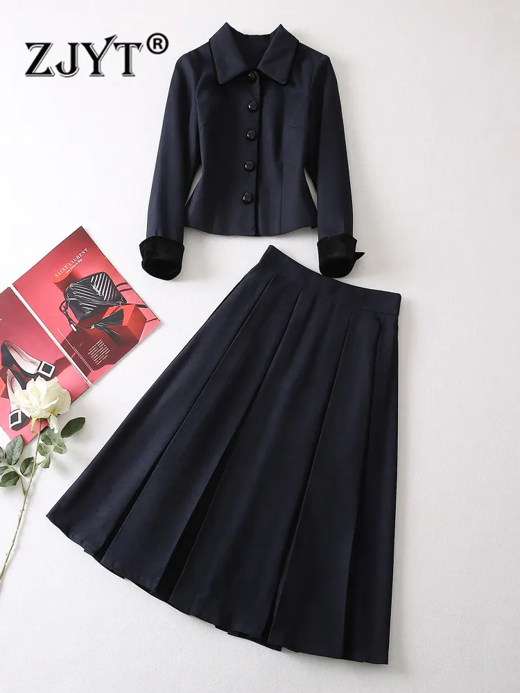 Runway – ensemble deux pièces de styliste pour femmes, tenue élégante de bureau, jupe Blazer, tenue de fête d'automne et d'hiver avec ceinture