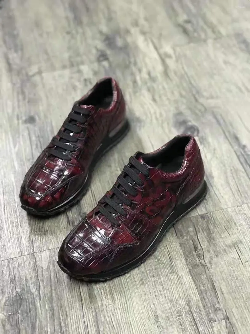 Kleding schoenen luxe kwaliteit ly productie echte echte krokodil buikhuid gemengde kleur mannen mode vrije tijd schoen met koeienbasis
