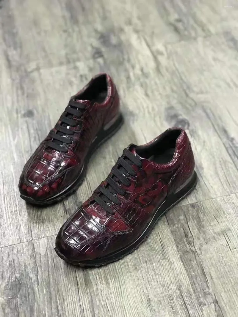 Chaussures habillées Qualité de luxe Ly Production Véritable peau de ventre de crocodile Couleur mélangée Hommes Mode Chaussure de loisirs avec base de vache