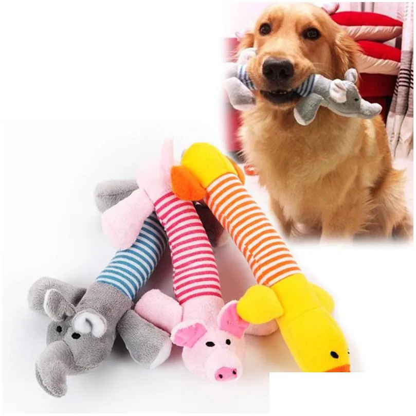 Dog Toys Chews Cute Dog Toy Pet Puppy Plush Teether Sound Chew Squeaker Squeaky Pig Elephant Duck Toys Lovely Drop Delivery Home G Dhgcs