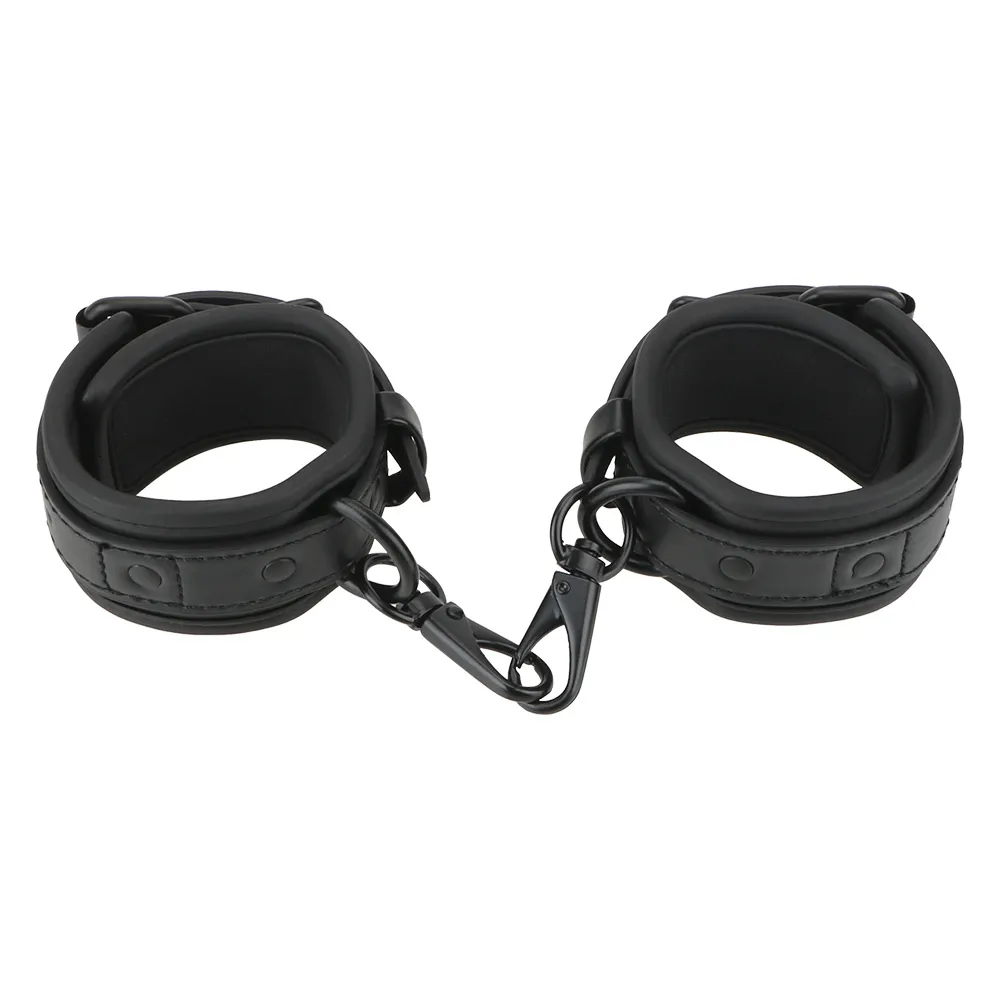 Pu Leather Handcuffs Adjustable Restraints For Adult Games_voghion.com