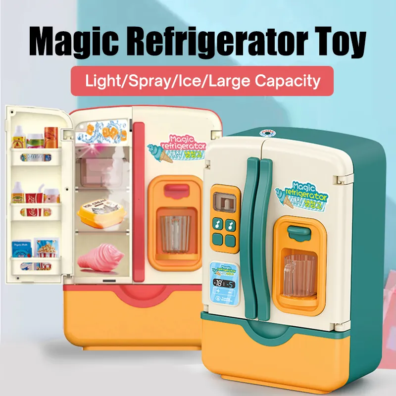 Kitchens Play Food Kids Toy Réfrigérateur Refrigérateur Accessoires avec distributeur de glace Appareil de jeu pour la cuisine Set Toys Girls Boys 221123