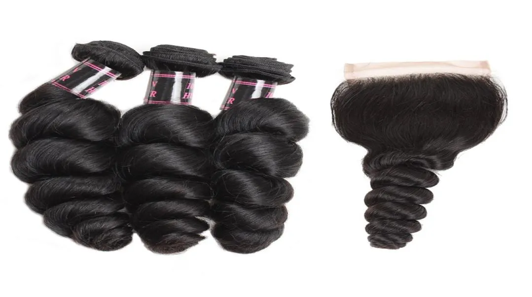 Ishow Brazilian Loose Waterwave Human Hair Bundles With Closure Peruvian Unprocessed Virgin Weaves Extensions for Women All Ages8052595