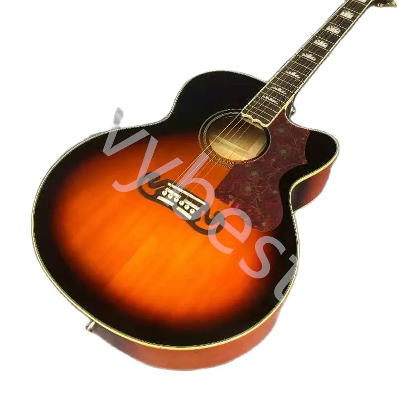 غيتار كهربائي Lvybest 43 "Jumbo مفقود الزاوية J200 سلسلة Sunset Acoustic Guitar