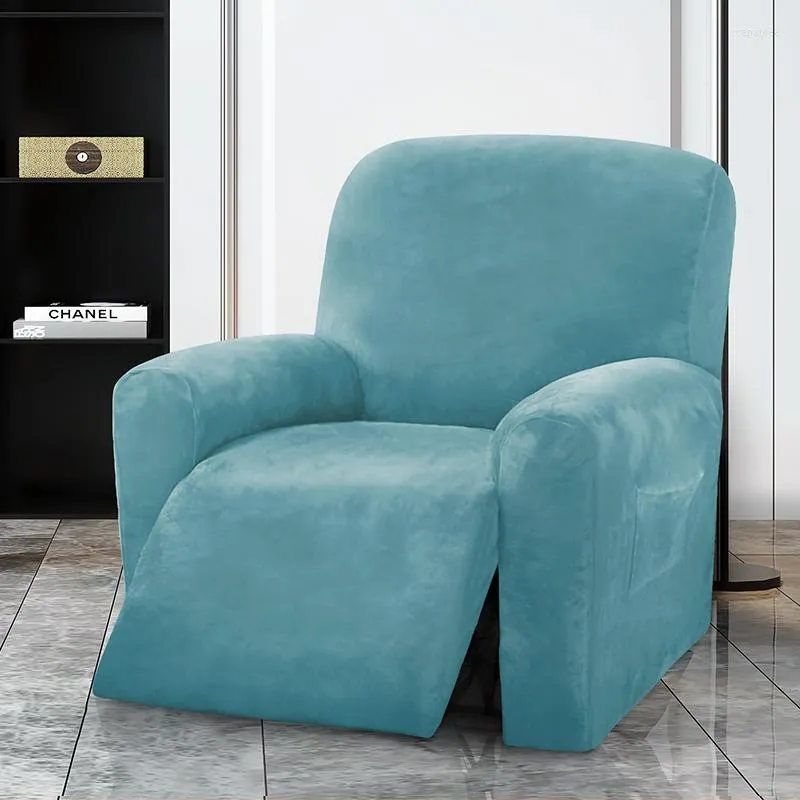 Stol täcker stretchrecelliner sammet slipcovers möbler täcker soffa soffa med fickan för vardagsrum
