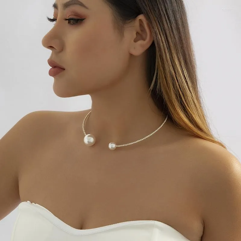 Imitação de gargantilha pérola strass artificial de colar de colarinho aberto senhoras elegantes glamour jóias festas de luxo