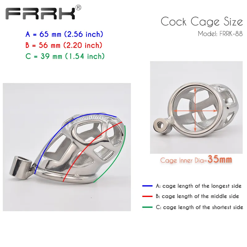rings FRRK Metal Chastity Cage with Screw Lock Male Bondage Strap Belt Device Steel Rings Adults Couple Sex To_voghion.com