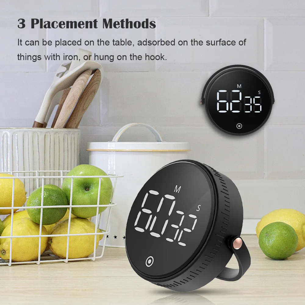 Minuteur de cuisine magnétique, design portable, alarme numérique magnétique, alarme puissante, application facile, pour et adultes, cuisine, pâtisserie, école, étude, gym, exercice
