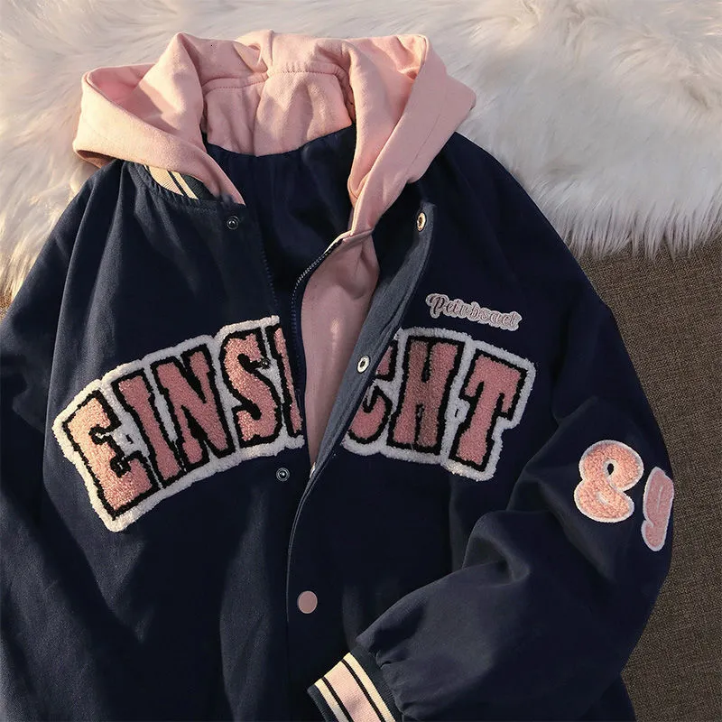 Women's Jackets Trendy Fashion Letter Printing Embroidered Baseball Uniform Female Couple retro Harajuku Loose American Street Jacket Women 221122