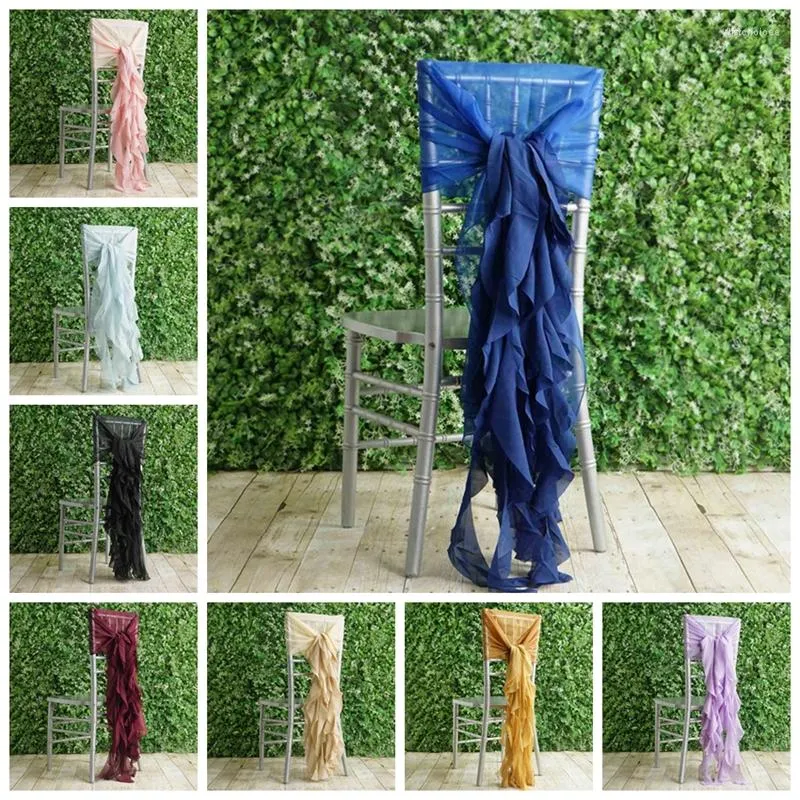 의자 커버 25 50 100pcs Chiffon Chiavari 커버 웨딩 캡 후드 이벤트 파티 연회 장식