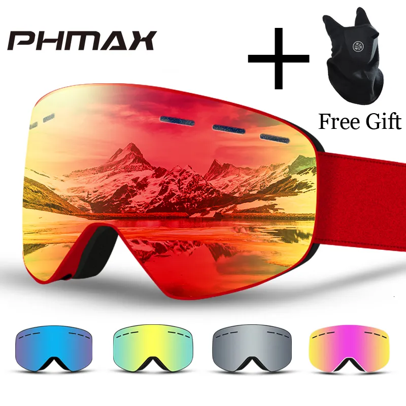 Ski Goggles Phmax Snowmobile Podwójne warstwy Antifog UV400 Szklanki Outdoor Sports WindProof Snowboard Ing 221123