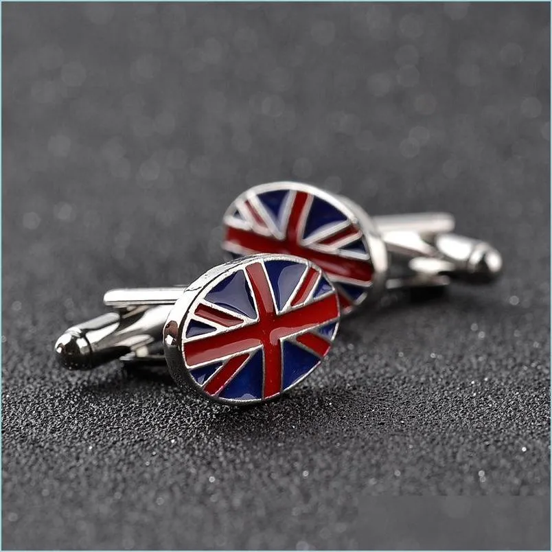 Cuff Links francese Formale Business Suit Cufflinks smalto British Flag Links Pulsante per uomini Fashi