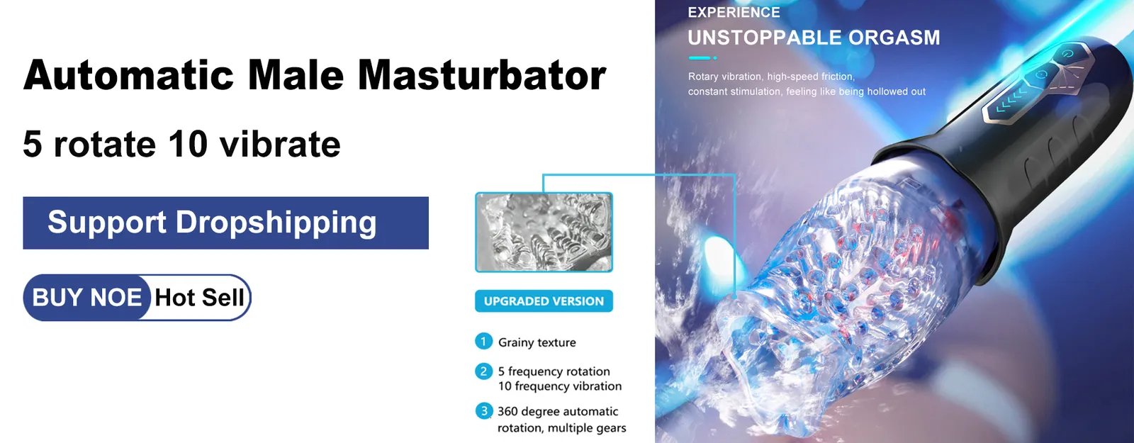 Masturbatori Automatico Masturbatore maschile Coppa Nero 10 Velocità Vibratore Ritardo Trainer Massaggiatore Glande Stimolare 18_voghion.com
