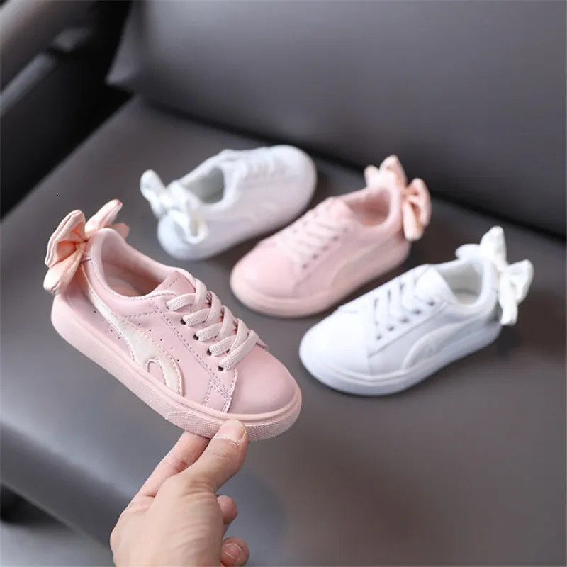 Sneakers Autumn Children Shoes Genuine Leather Big Bow knot Toddler Girls Breathable Fashion Casual Kids Size 21 30 221123