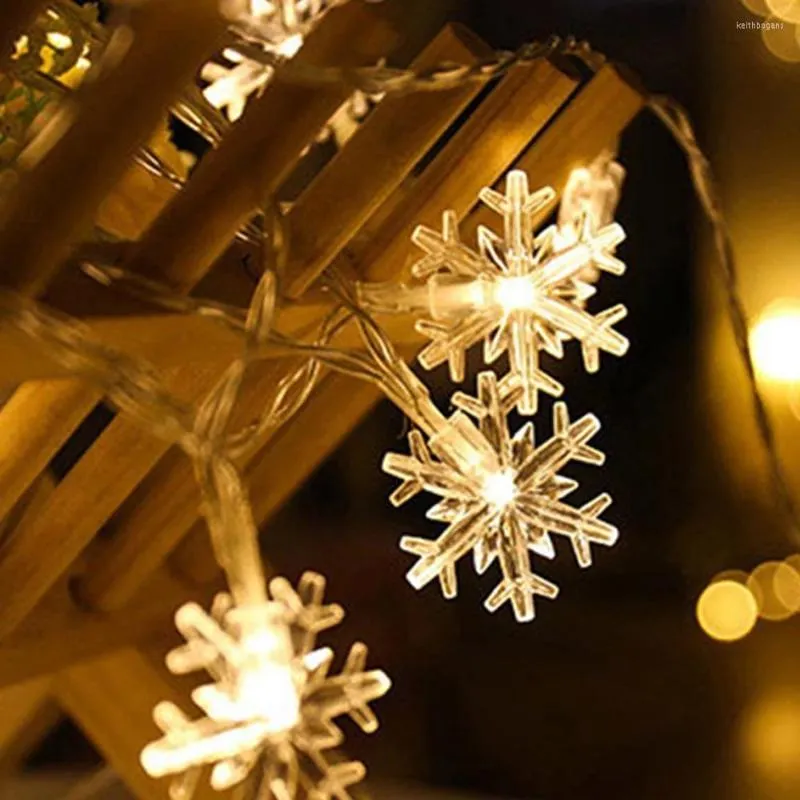 Strings Snowflake LED String Lights Fairy Festoon Light Battery-Operated Garland Year Chuldedekorationer 2022