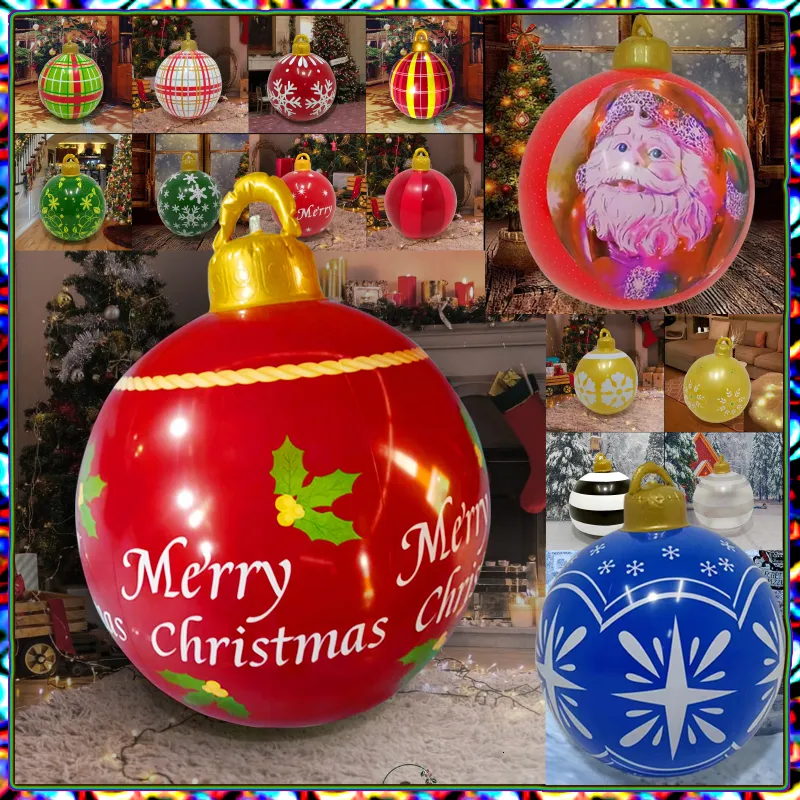 Décorations de Noël 60 cm grande boule en PVC décoration arbre année cadeaux famille jouets gonflables en plein air 2023 n 221123