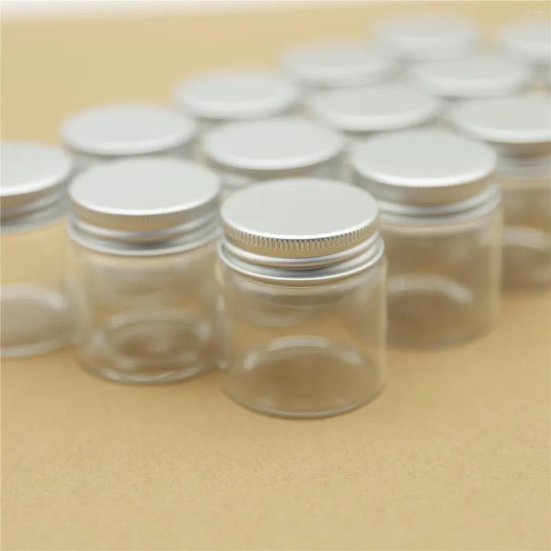 Storage Bottles 6 Pieces 47 50mm 50ml Spice Glass Jars Silver Screw Cap Tiny Test Tube Vials Craft Transparent Candy