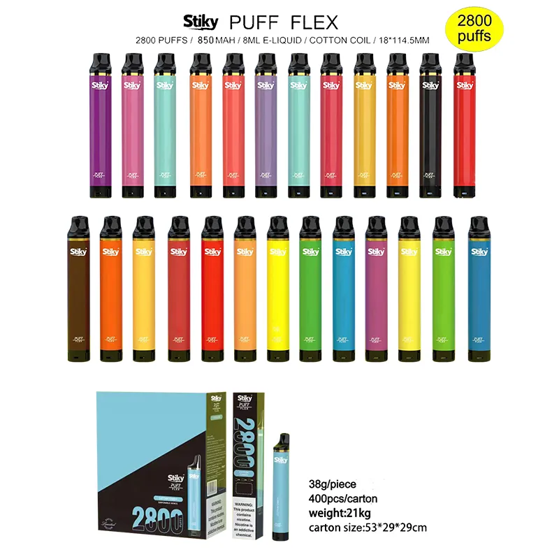Flex Flex Flex 2800 Puffle jetable Vape E-cigarette Kits Kits pré-rempli 8 ml Pods 850mAh Batterie 25 Option de saveur
