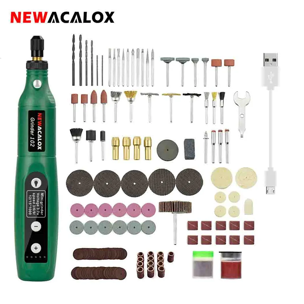 Vinkelkvarn Acalox USB laddning Variabel hastighet Mini Machine Rotary Tools Set Set med 126 st graveringstillbehör 221122