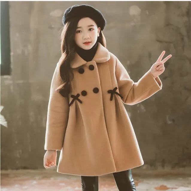 女の子のための子供ジャケットをコート冬のウール暖かいオーバーコートファッション服キッズアウター22112222222