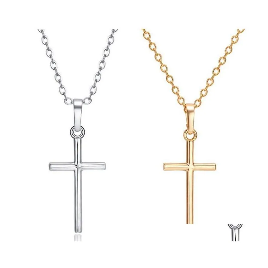 Anhänger Halsketten Kreuz Halskette Glaube Anhänger Halsketten Einfacher kleiner Gott Vaterunser Religiöser Schmuck Geschenk Drop Delivery Anhänger Dhtho