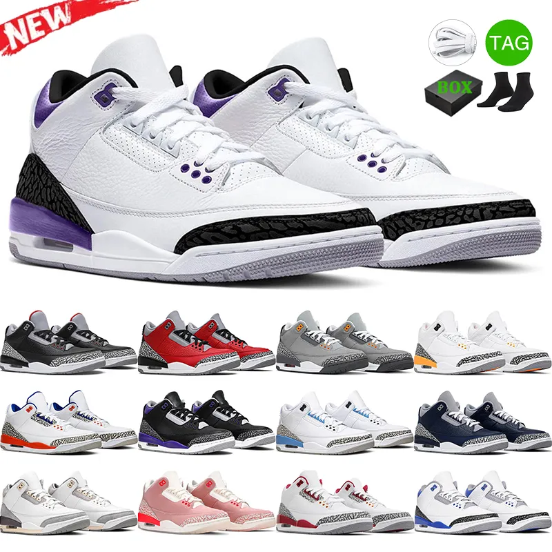 Мужчины женщины 3S Retro Basketball Shoes Racer Blue Cool Grey Laser Orange Black Cement Jumpman 3 Мужские спортивные кроссовки Размер 5,5-13