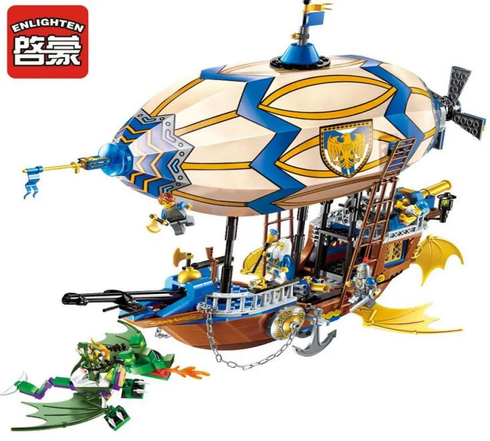 Enlighten 2316 Building Build War of Glory Castle Knights Sliver Hawk Balloon Pirates Shipures Toys for Kids1506277