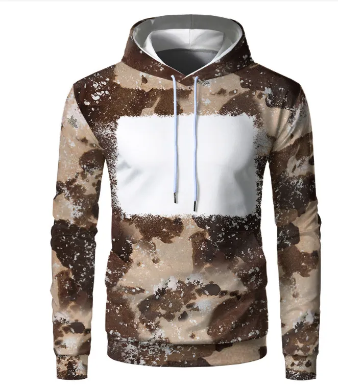 Custom Logo Faux Bleach Camouflage Hoodie Wholesale Polyester Dye