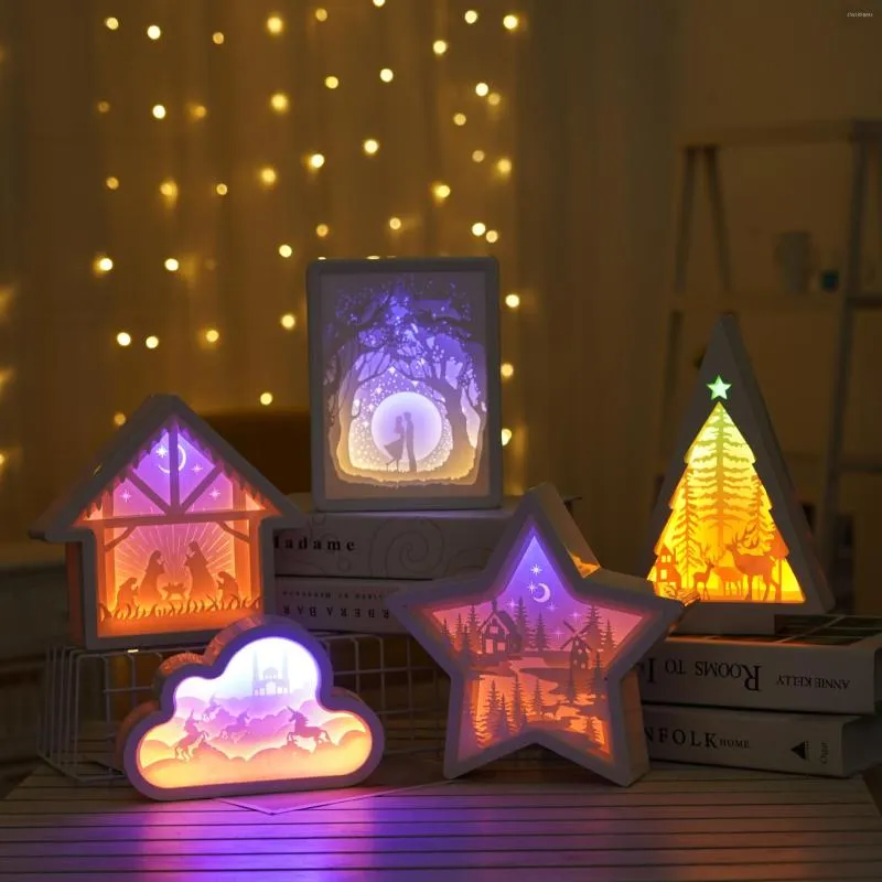 Lampes de table cadeau créatif 3D papier sculpture lumière atmosphère nuit et ombre festival saint valentin personnalisation
