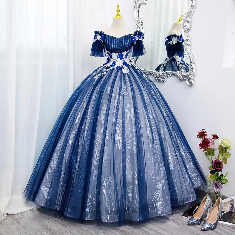 Royal Blue Medieval Renaissance Ball Gown for Women with Half Sleeves and  Beading Detail from Dhgate Theme Costume - price 150.26