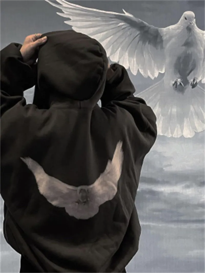 Designer Mens hoodies pullover kanyes sweatshirt long sleeve print Dove of Peace loose Cpfm crewneck hooded men woman loose