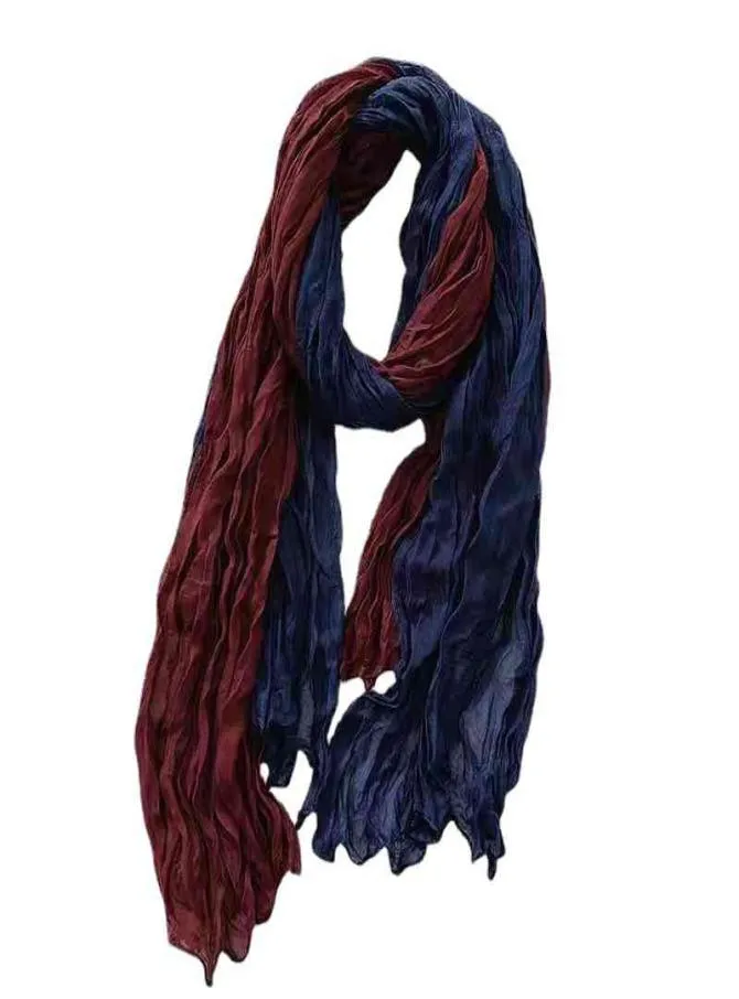 Autumn and winter women039s wrinkled scarf fashion foreign style sunscreen silk double color leisure cotton linen