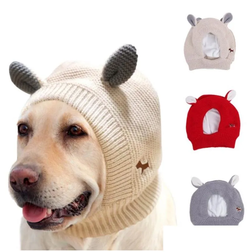 Dog Apparel Knitted Hat Dog Apparel Winter Warm Puppy Cap Fashion Rabbit Ear Design Beanie For Cute Pet Dogs Cat Puppies Animal Chri Dhi31