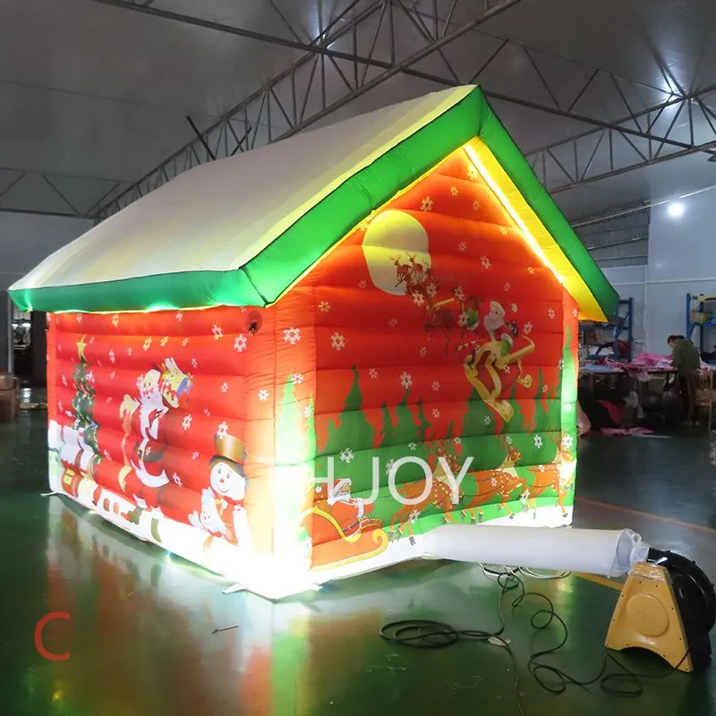 Envío Gratis, actividades al aire libre, casa de Navidad inflable personalizada, carpa inflable roja para fiesta de gruta de santa para decoración