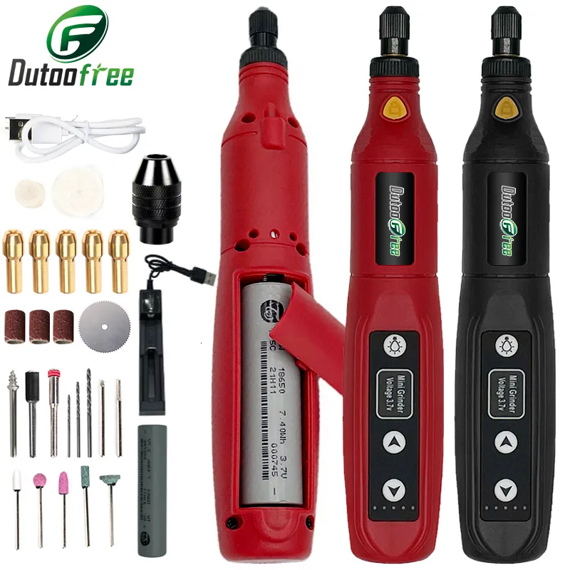 Electric Drill USB Cordless Grinder Rechargeable Removable Battery Engraving Woodworking LED 5 Speed Rotary Tool Dremel Engraver 221122