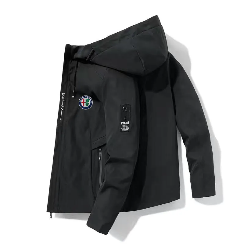 Erkek ceket alfa romeo Avrupa giyim açık kamp tırmanma ceket erkekleri nefes alabilen kapüşonlu rüzgarlık macera takım elbise 221123