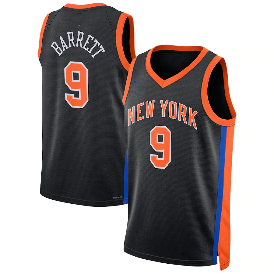 Jrue Barrett Men s basketball shirts featuring Immanuel Quickley Julius Randle Josh Hart Obi Toppin Isaiah Hartenstein Evan Fournier Jalen Brunson and Donte DiVincenzo