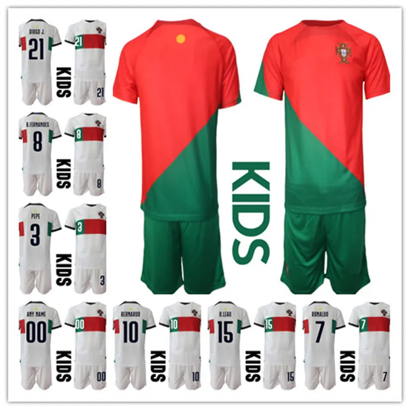 2022 Soccer Jerseys Portugisiska barn s￤tter Bruno Fernandes Diogo J. World Cup Portuguesa 2022 Joao Felix 22 23 Fotbollskjorta Bernardo Portugieser Kids Kit