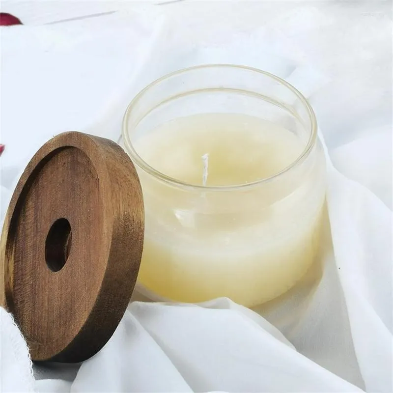 Storage Bottles DIY Candle Jar Acacia Wood Sealed Wholesale Gao Peng Silicon Glass Bottle Household Kitchen